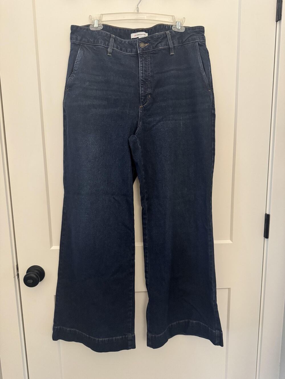 Liz Claiborne Jeans Sz 14 Blue High Rise Wide Leg Dark Wash Denim Relaxed Boho